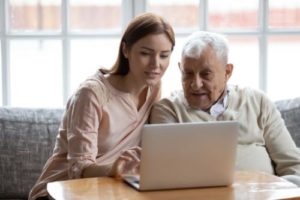 older man discovering senior living amenities and services 