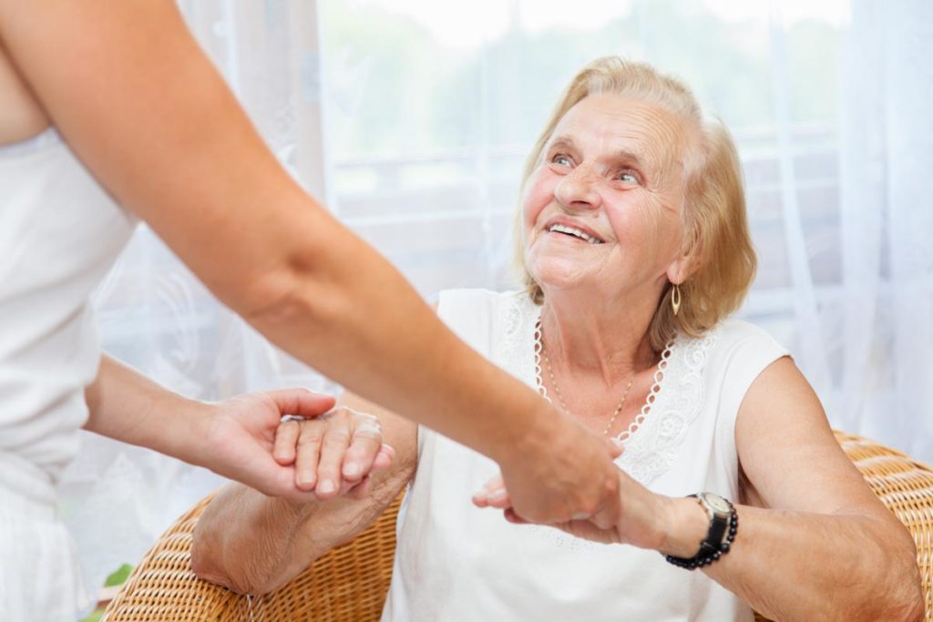 A woman who searched the term "long-term senior care facilities near me" online