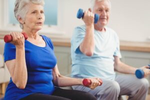 Two people following exercise tips for seniors