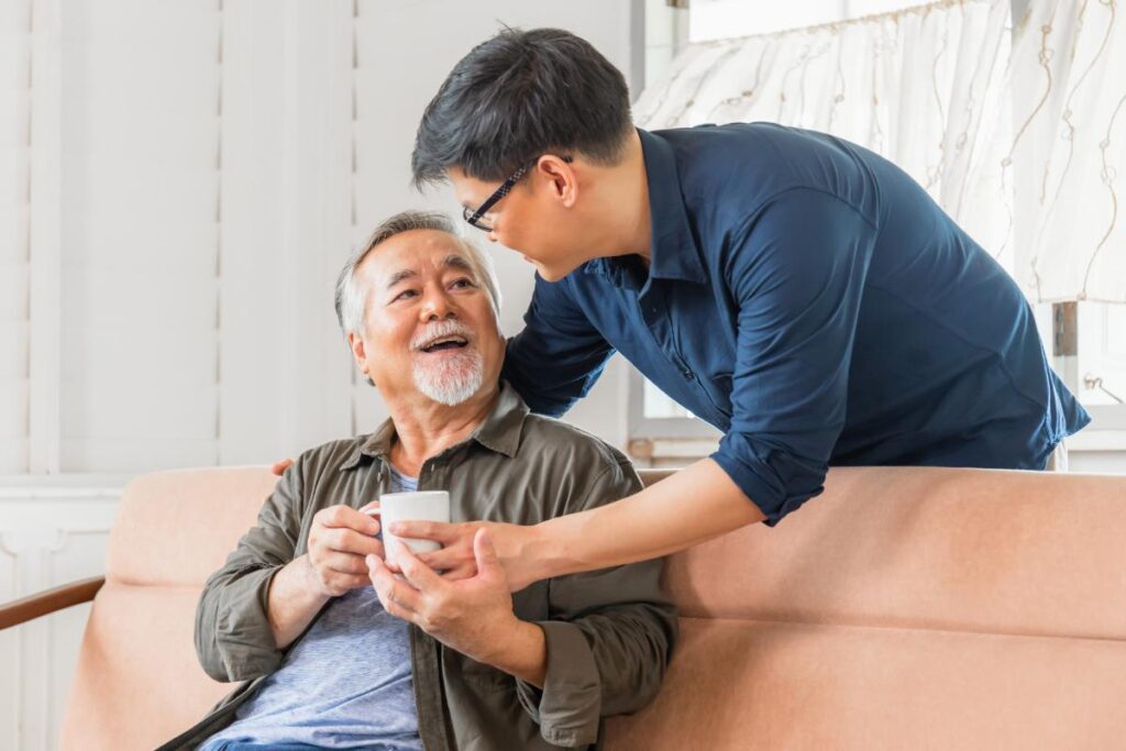 Son spending time with elderly father wondering what level of care does my parent need