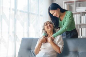 Two women discussing what is senior assisted living