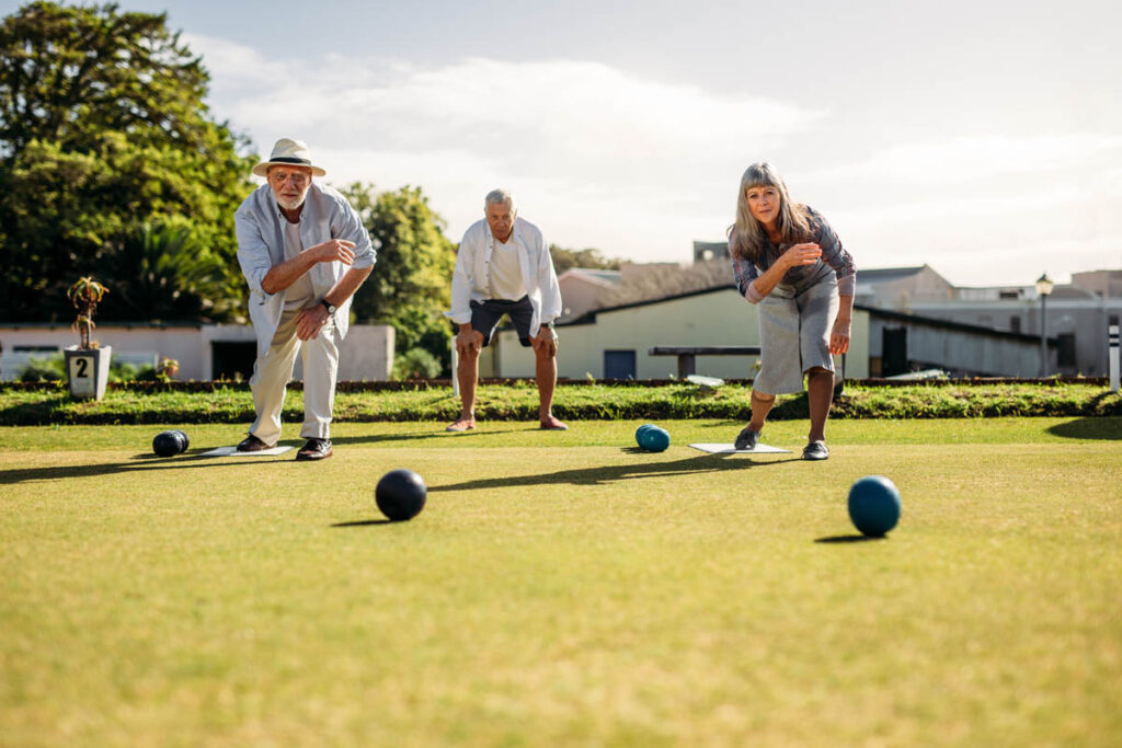 seniors playing bocce ball as one of many fun activities for seniors